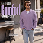 Men’s Long Sleeve Top Waffle Knit Mock Layer Relaxed Fit