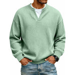 Men’s Long Sleeve Top Waffle Knit Mock Layer Relaxed Fit
