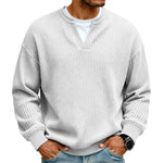 Men’s Long Sleeve Top Waffle Knit Mock Layer Relaxed Fit