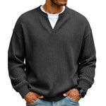 Men’s Long Sleeve Top Waffle Knit Mock Layer Relaxed Fit