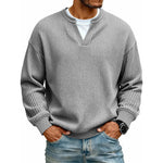 Men’s Long Sleeve Top Waffle Knit Mock Layer Relaxed Fit