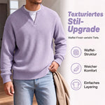 Men’s Long Sleeve Top Waffle Knit Mock Layer Relaxed Fit