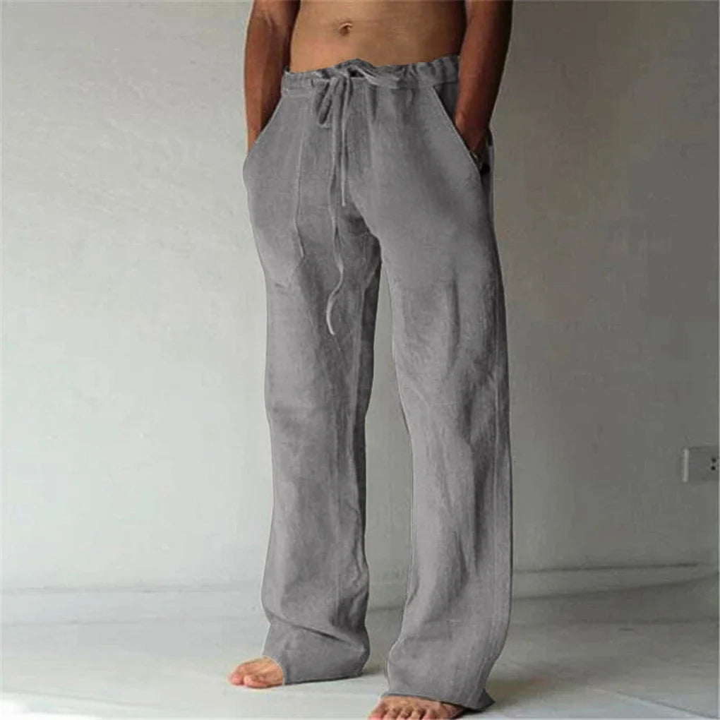 Men’s Lounge Pants Wide-Leg High-Rise Adjustable Drawstring Waist