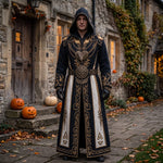 Men's Medieval Costume Hooded Cloak Celtic-Inspired Details