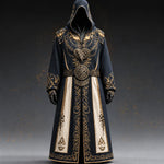Men's Medieval Costume Hooded Cloak Celtic-Inspired Details
