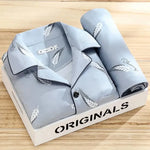 Men’s Pajama Set Soft Breathable Relaxed Fit Button-Front Shirt & Long Pants