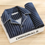 Men’s Pajama Set Soft Breathable Relaxed Fit Button-Front Shirt & Long Pants