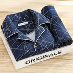 Men’s Pajama Set Soft Breathable Relaxed Fit Button-Front Shirt & Long Pants