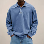 Men’s Polo Shirt Long Sleeve Relaxed Fit Button Placket