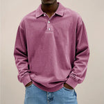 Men’s Polo Shirt Long Sleeve Relaxed Fit Button Placket