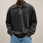 Men’s Polo Shirt Long Sleeve Relaxed Fit Button Placket