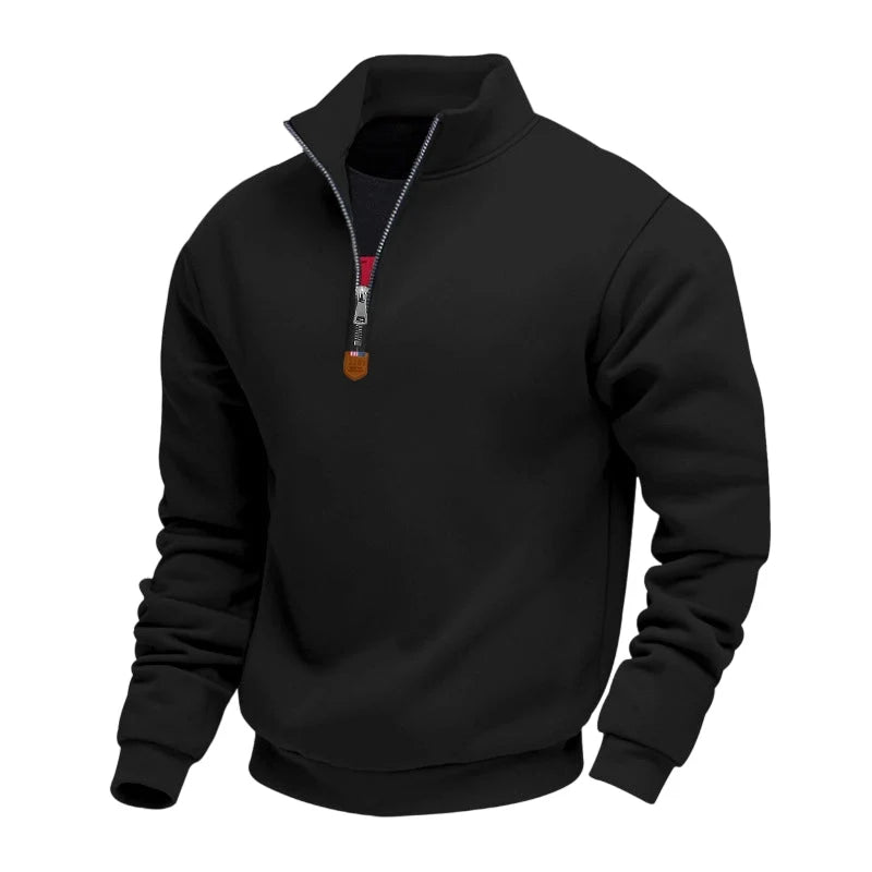 Men’s Quarter-Zip Pullover Insulated Lining Stand Collar