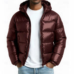 Men’s Quilted Jacket Hooded Padded Wind-Resistant Outerwear