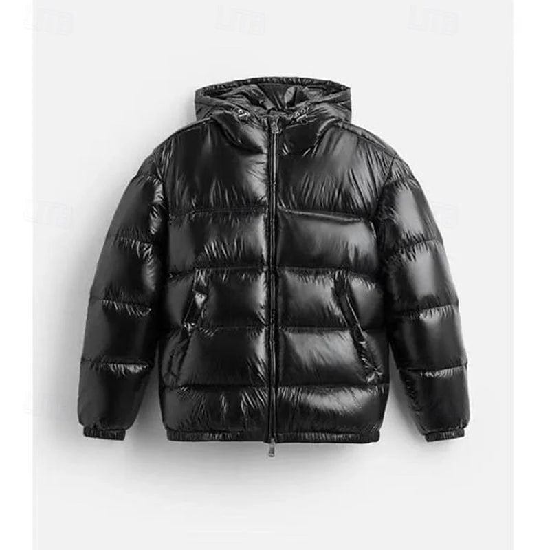 Men’s Quilted Jacket Hooded Padded Wind-Resistant Outerwear