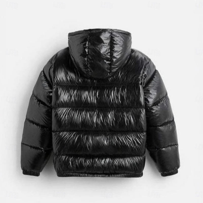 Men’s Quilted Jacket Hooded Padded Wind-Resistant Outerwear