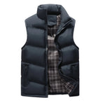 Men’s Quilted Vest Lightweight Warmth Zip Pockets Stand-Up Collar
