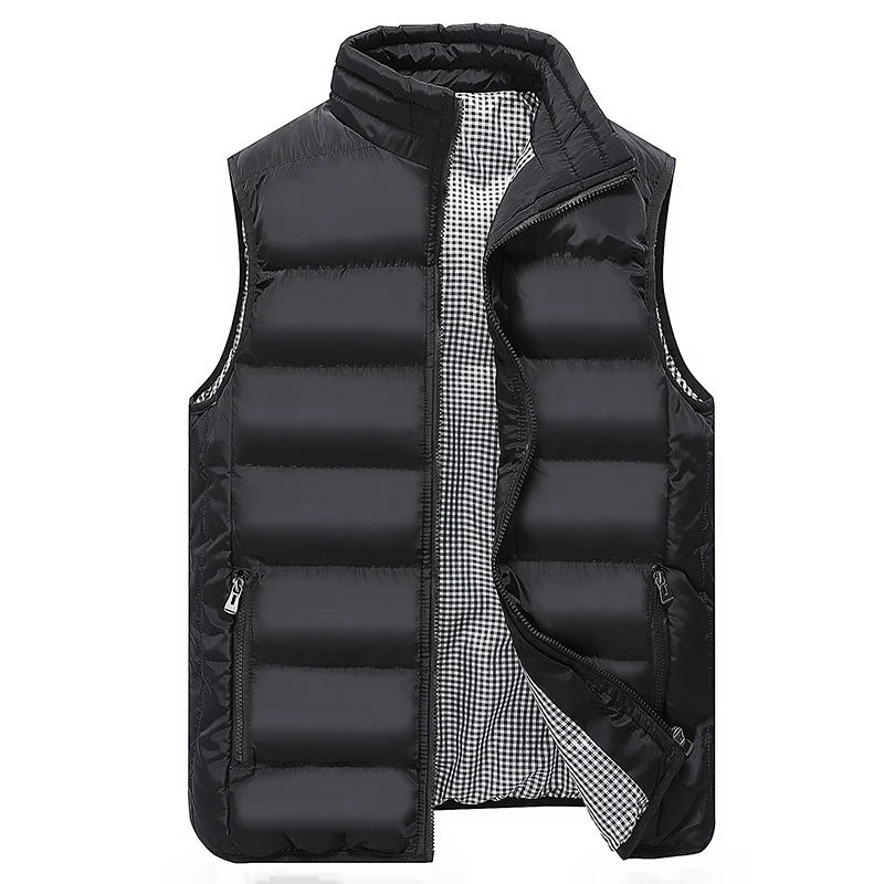 Men’s Quilted Vest Lightweight Warmth Zip Pockets Stand-Up Collar