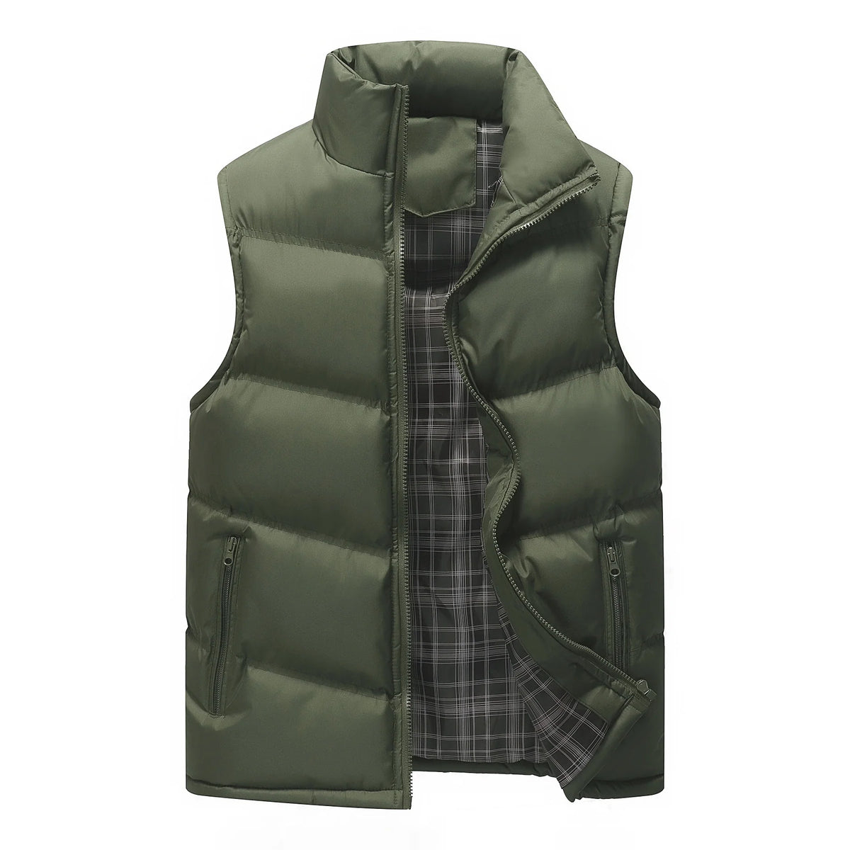 Men’s Quilted Vest Lightweight Warmth Zip Pockets Stand-Up Collar