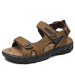 Men’s Sandals Leather Cushioned Adjustable Hook-and-Loop Closure