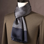 Men’s Scarf 100% Mulberry Silk Double-Layer Polka Dot Pattern