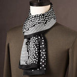 Men’s Scarf 100% Mulberry Silk Double-Layer Polka Dot Pattern