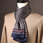 Men’s Scarf 100% Mulberry Silk Double-Layer Polka Dot Pattern