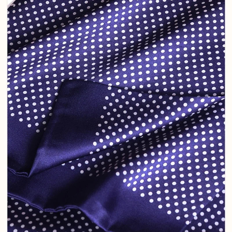 Men’s Scarf 100% Mulberry Silk Double-Layer Polka Dot Pattern
