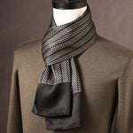 Men’s Scarf 100% Mulberry Silk Double-Layer Polka Dot Pattern