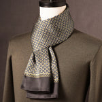 Men’s Scarf 100% Mulberry Silk Double-Layer Polka Dot Pattern