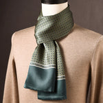 Men’s Scarf 100% Mulberry Silk Double-Layer Polka Dot Pattern