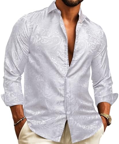 Men’s Shirt Paisley Jacquard Long Sleeve Button-Front