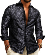 Men’s Shirt Paisley Jacquard Long Sleeve Button-Front