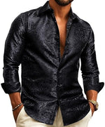 Men’s Shirt Paisley Jacquard Long Sleeve Button-Front