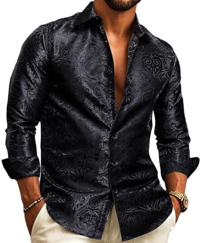Men’s Shirt Paisley Jacquard Long Sleeve Button-Front