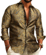 Men’s Shirt Paisley Jacquard Long Sleeve Button-Front