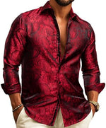 Men’s Shirt Paisley Jacquard Long Sleeve Button-Front