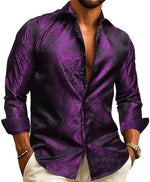 Men’s Shirt Paisley Jacquard Long Sleeve Formal Style