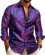 Men’s Shirt Paisley Jacquard Long Sleeve Formal Style