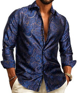 Men’s Shirt Paisley Jacquard Long Sleeve Formal Style