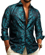 Men’s Shirt Paisley Jacquard Long Sleeve Formal Style
