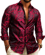 Men’s Shirt Paisley Jacquard Long Sleeve Formal Style