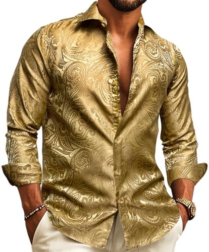 Men’s Shirt Paisley Jacquard Long Sleeve Formal Style