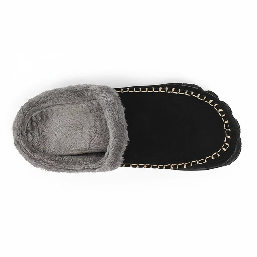 Men’s Slippers Plush Lining Non-Slip Rubber Sole