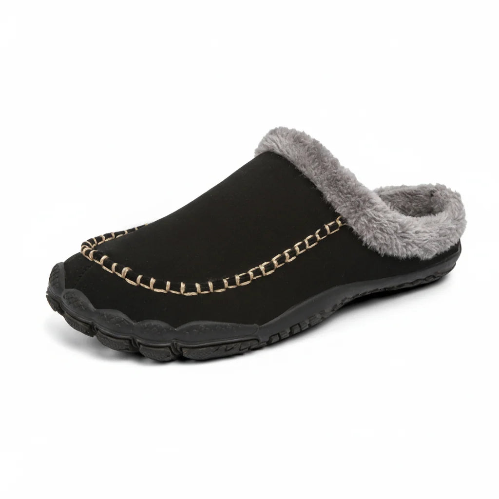 Men’s Slippers Plush Lining Non-Slip Rubber Sole