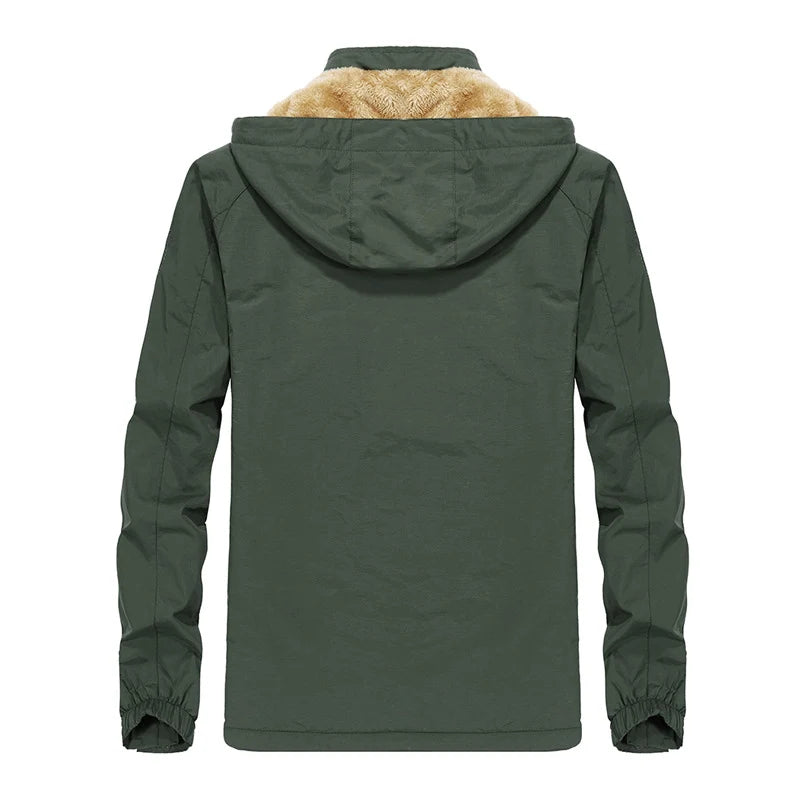 Men’s Softshell Jacket Teddy Fleece-Lined Wind-Resistant Water-Repellent Hood