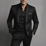 Men’s Suit Slim Fit Satin Peak Lapels Single-Breasted