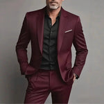 Men’s Suit Slim Fit Satin Peak Lapels Single-Breasted