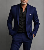 Men’s Suit Slim Fit Satin Peak Lapels Single-Breasted