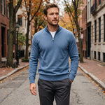 Men’s Sweater Merino Wool Half-Zip Stand-Up Collar