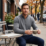 Men’s Sweater Merino Wool Half-Zip Stand-Up Collar